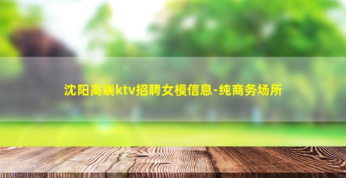 沈阳高端ktv招聘女模信息-纯商务场所
